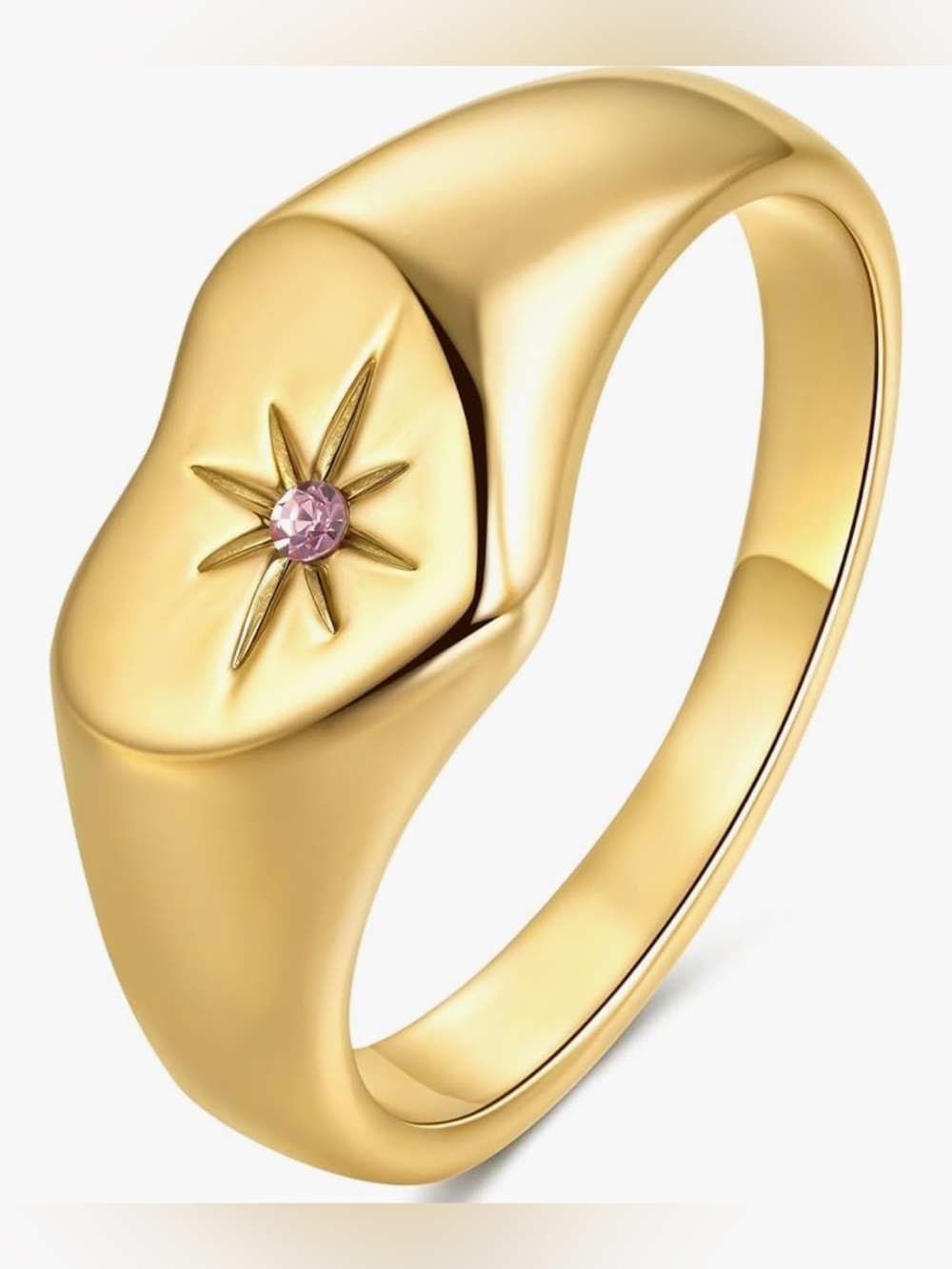 Gorgeous Neiman Marcus 18KT Gold Vermeil pink topaz Carved Star Ring size 8